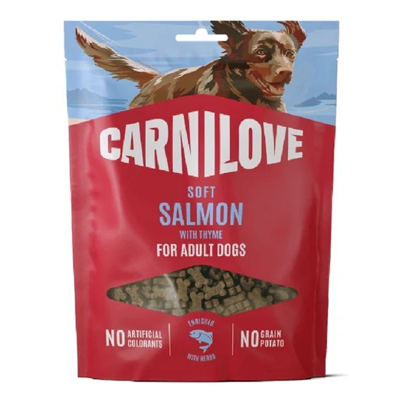 Carnilove Dog Soft Snack lazacos kakukkfüves gabonamentes puha kutyajutalomfalat kistestű kutyáknak 200g