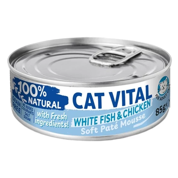 Cat Vital mousse fehér hallal és csirkével 85g gabonamentes macskaeledel