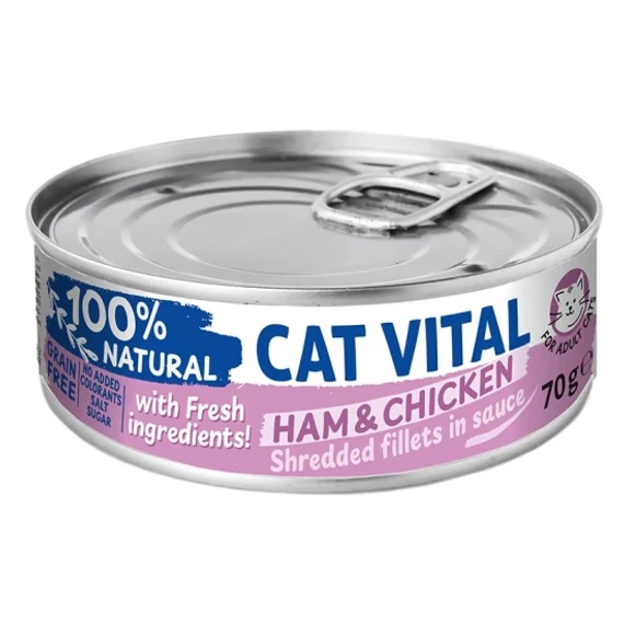 Cat Vital sonka és csirkefilé falatok szószban 70g gabonamentes macskaeledel