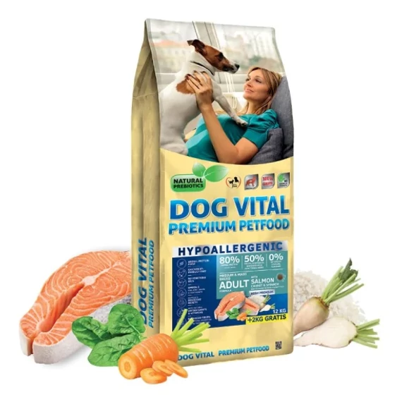 Dog Vital Hypoallergenic Adult Medium-Maxi lazacos kutyatáp sárgarépával és spenóttal 12kg