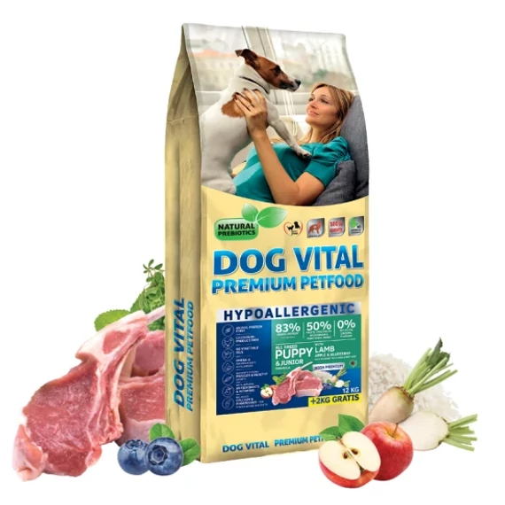 Dog Vital Hypoallergenic Puppy & Junior bárányos kölyök kutyatáp almával és áfonyával 12kg