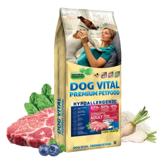Dog Vital Hypoallergenic Top Energy közepes és nagytestű aktív kutyatáp sertéshússal 12kg