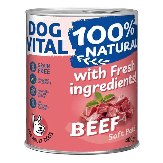Dog Vital 100% Natural Soft Paté Beef 400g felnőtt kutyáknak