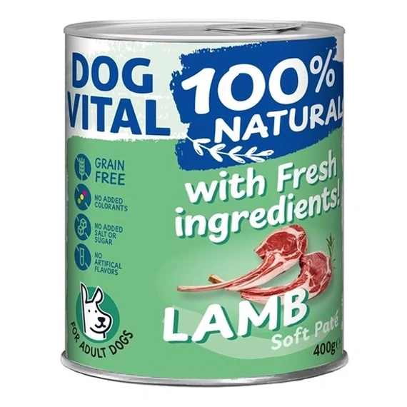 Dog Vital 100% Natural Soft Paté Lamb 400g felnőtt kutyáknak
