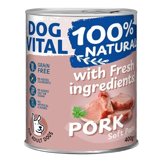 Dog Vital 100% Natural Soft Paté Pork 400g felnőtt kutyáknak