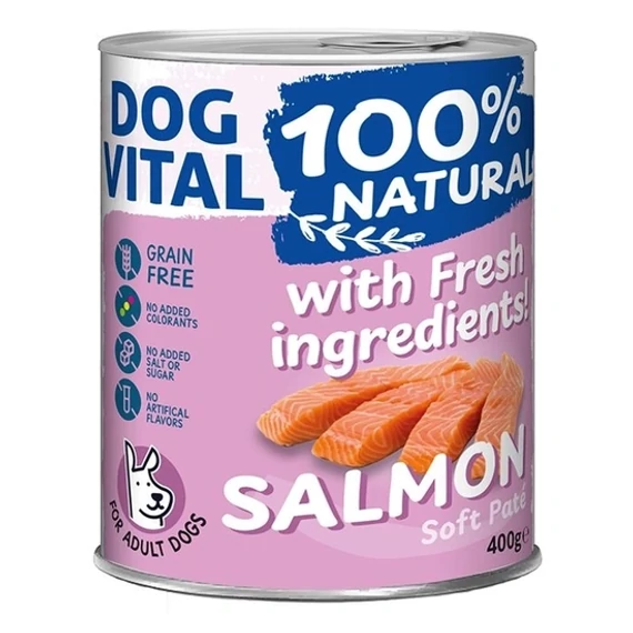 Dog Vital 100% Natural Soft Paté Salmon 400g felnőtt kutyáknak