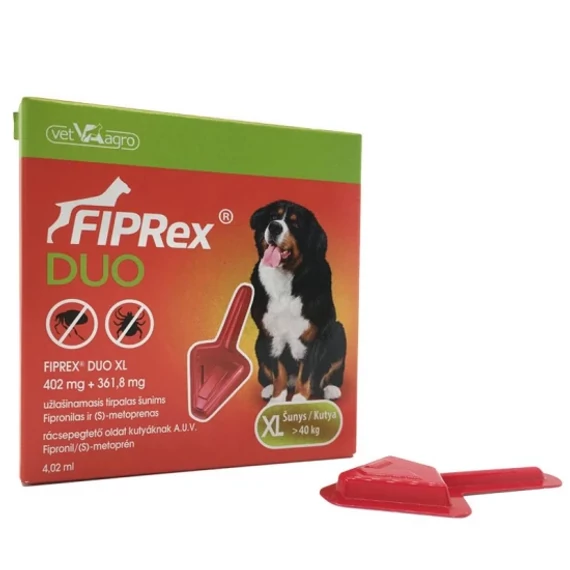 Fiprex Duo XL rácsepegtető oldat 40 kg feletti kutyáknak – bolha, kullancs és szőrtetű elleni védelem