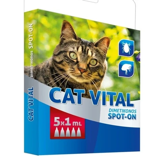 Cat Vital dimetikonos spot-on macskáknak 5x1 ml bolha kullancs ellen