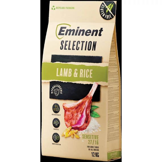 Eminent Selection Sensitive Lamb & Rice 12kg gluténmentes kutyatáp érzékeny emésztésű felnőtt kutyáknak bárányhússal és rizzsel