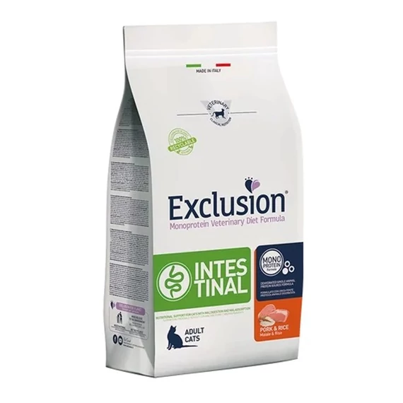 Exclusion Cat Intestinal Pork Rice 1,5kg diétás macskatáp emésztési problémákra