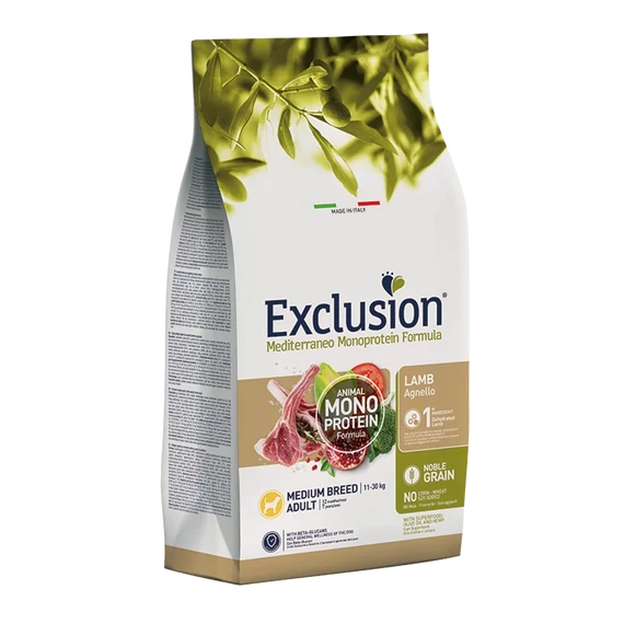 Exclusion Mono Noble Grain Adult Lamb Medium 12 kg száraz kutyatáp