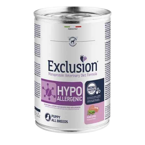 Exclusion Hypoallergenic Puppy Pork and Pea 400g nedves kutyatáp kölyök kutyáknak