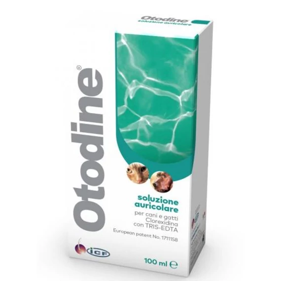 Otodine 100 ml-es fülmosó oldat kartondoboza és műanyag flakonja kutyák és macskák részére