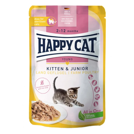 Happy Cat Kitten Baromfi Alutasakos nedves eledel kölyökmacskáknak baromfival
