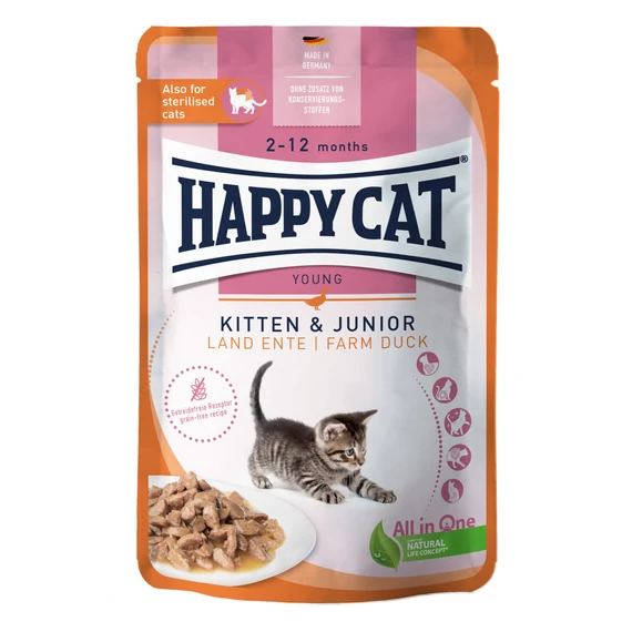 Happy Cat Kitten Kacsa Alutasakos nedves eledel kölyökmacskáknak kacsahússal