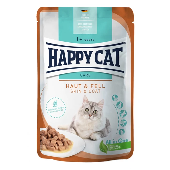 Happy Cat Skin & Coat Alutasakos eledel csirkével és lazaccal érzékeny bőrű macskáknak