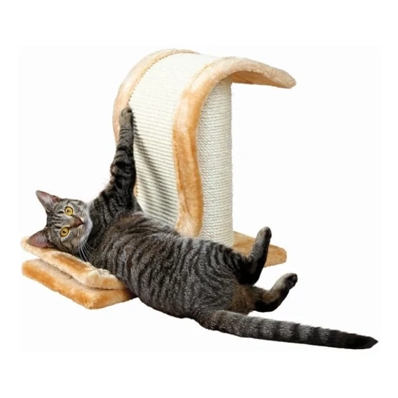 Trixie hullámos kaparófa oszloppal 39 cm barna szizál borítás plüss fekhellyel macskák számára