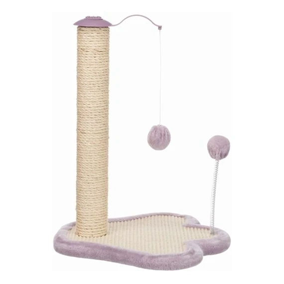 Trixie kaparófa kölyökmacskának 40x50x38 cm világoslila/natúr szizál kaparófelület plüss talppal és beépített labdákkal