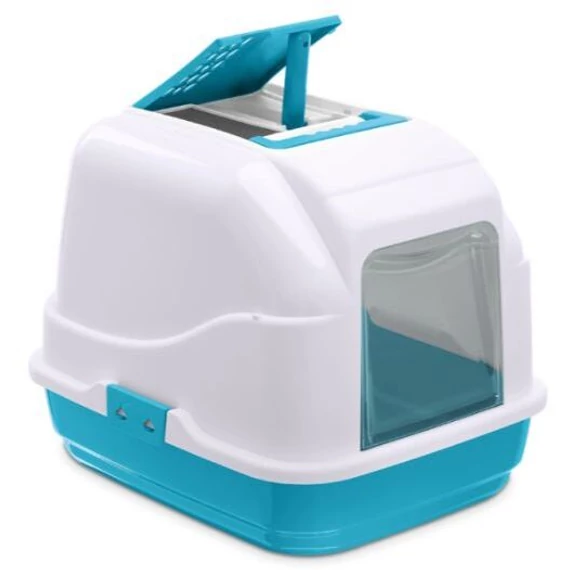 IMAC Easycat fedeles macska wc kék fehér zárt macskaalom 50x40x40 cm
