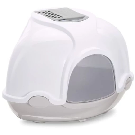 IMAC Ginger sarok macska wc fehér szürke fedeles macskaalom 52x52x44,5 cm