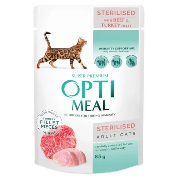 Optimeal marha és pulyka filé 12x85g nedves macskaeledel