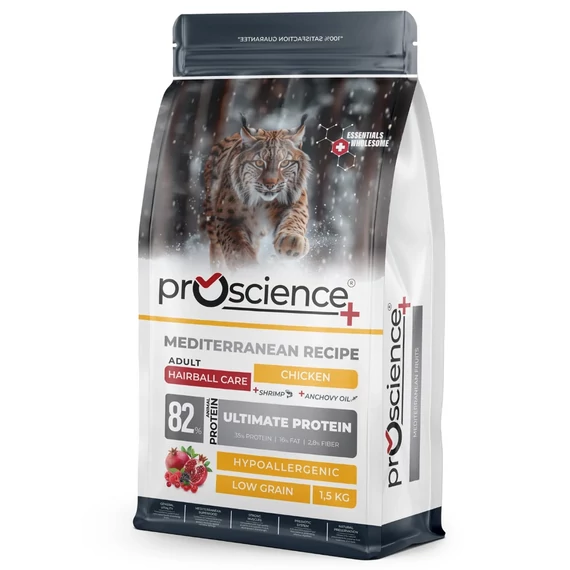 ProScience Adult Cat Chicken Hairball 1,5 kg prémium macskatáp felnőtt macskáknak