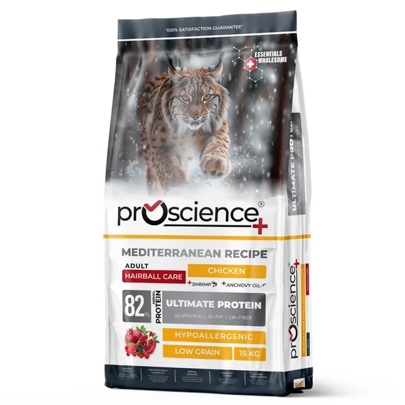 ProScience Adult Cat Chicken Hairball 15 kg prémium macskatáp felnőtt macskáknak