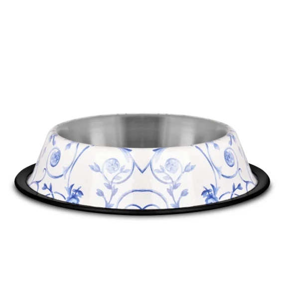 Raintech rozsdamentes etetőtál 0,525L 15,5cm mintás gumiperemes kutya macska tál