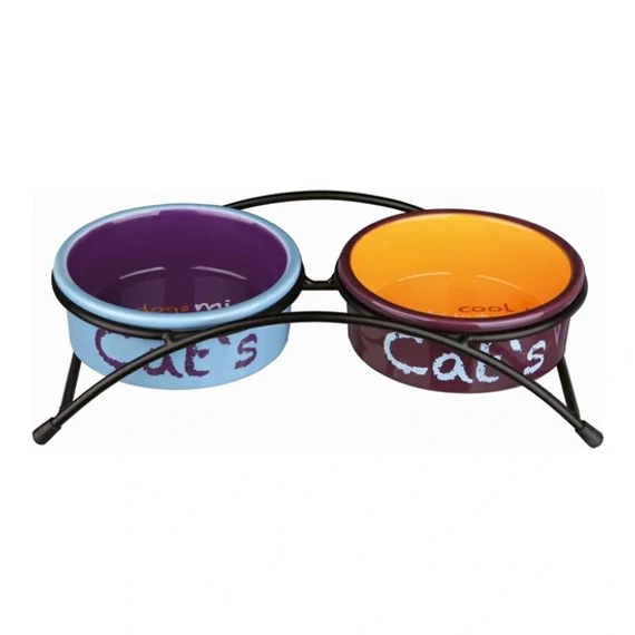 Trixie Eat On Feet kerámia tál szett 2x0,3L 12cm színes állványos kutya macska etető