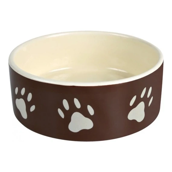 Trixie kerámia tál 1,4L 20cm tappancs mintás barna krém kutya macska etetőtál