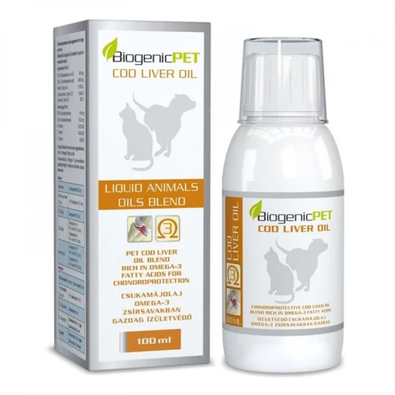 BiogenicPet Cod Liver Oil 100ml Omega-3 ízületvédő kutyáknak és macskáknak