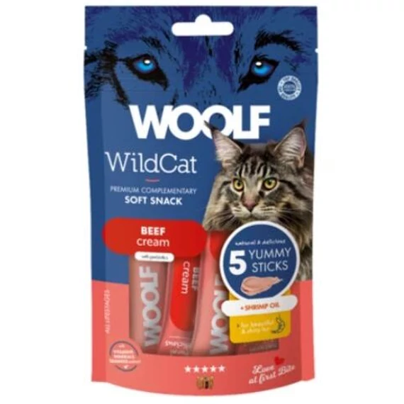 Woolf Wildcat krémsnack marha garnéla olaj macskáknak 70 g