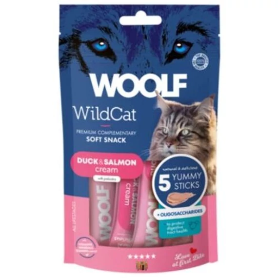Woolf Wildcat krémsnack kacsa lazac oligoszacharid macskáknak 70 g