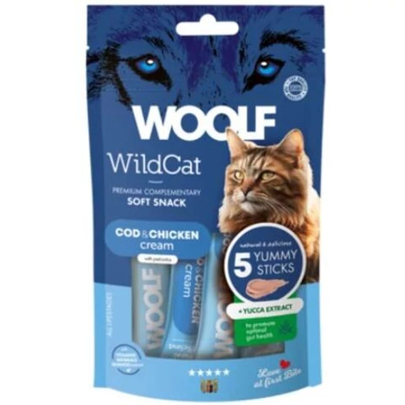 Woolf Wildcat krémsnack tőkehal csirke yucca macskáknak 70 g