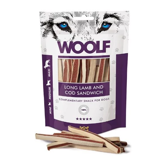 Woolf bárány tőkehal szendvics jutalomfalat kutyáknak 100 g
